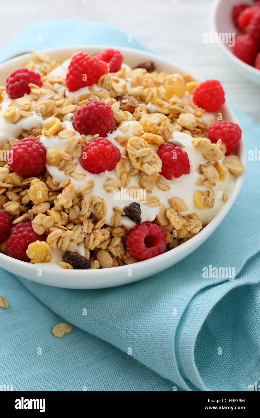 Cereal and berry breakfast, food closeup Stock Photo