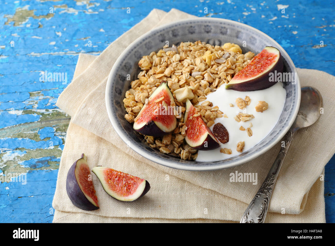 Morning cereal with fruits, breakfast Stock Photo