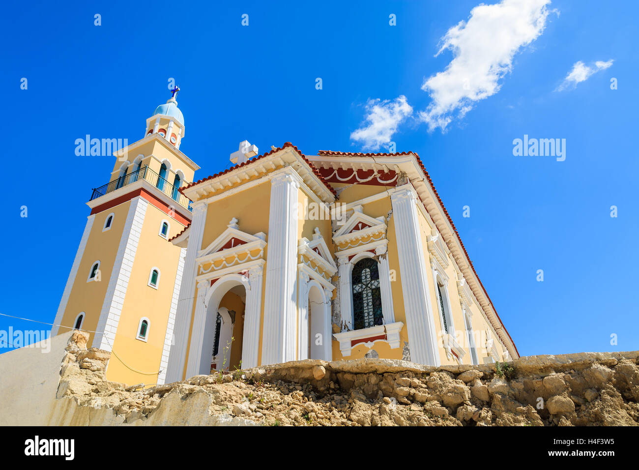 Church building against blue sky on Kefalonia island, Greece Stock Photo