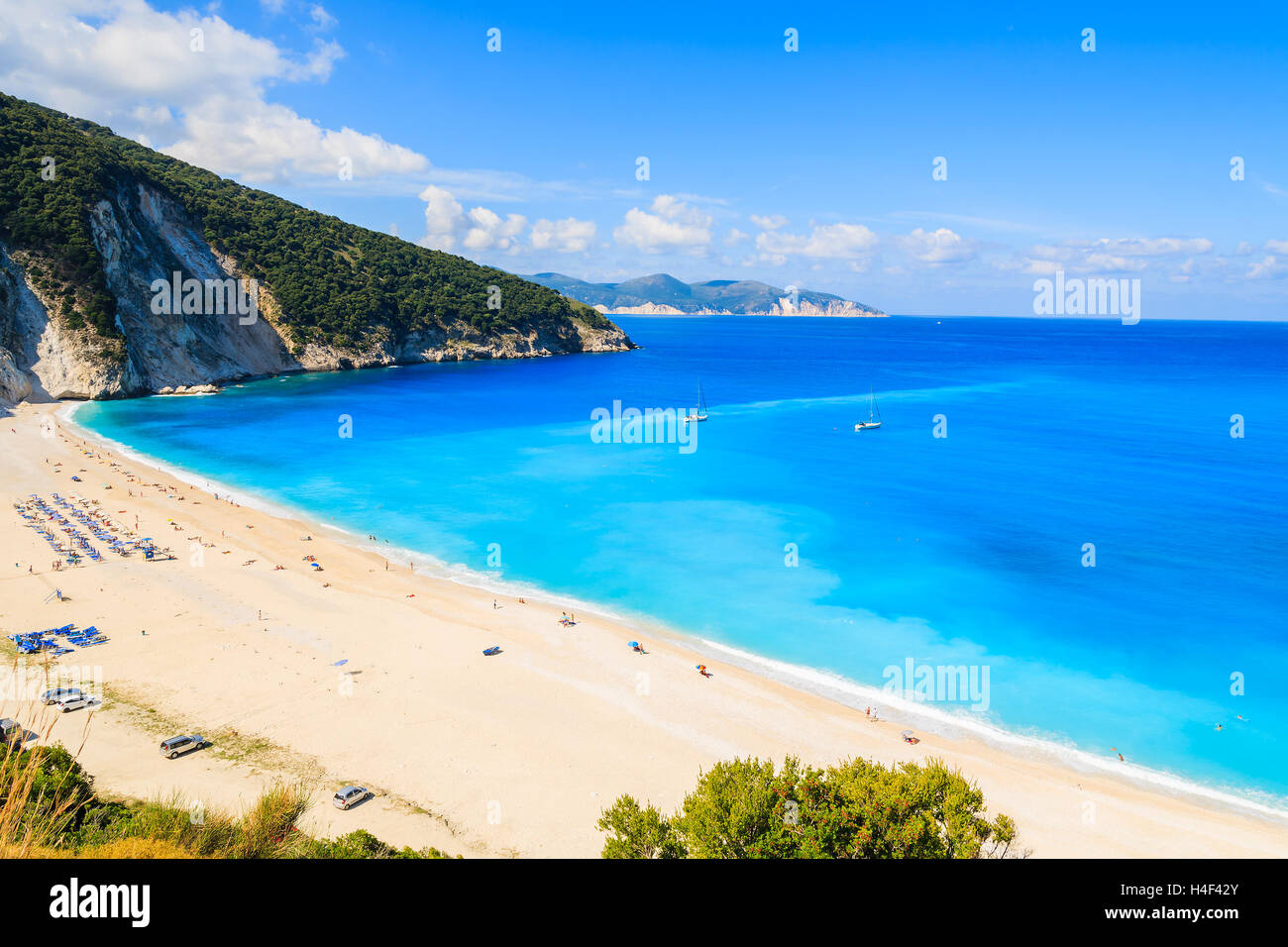 View of beautiful Myrtos bay and beach on Kefalonia island, Greece Stock Photo