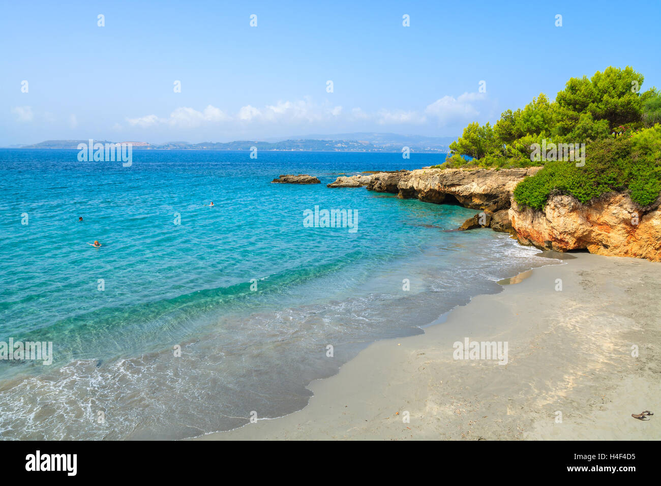 Turquoise sea at sandy Lassi beach on Kefalonia island, Greece Stock Photo
