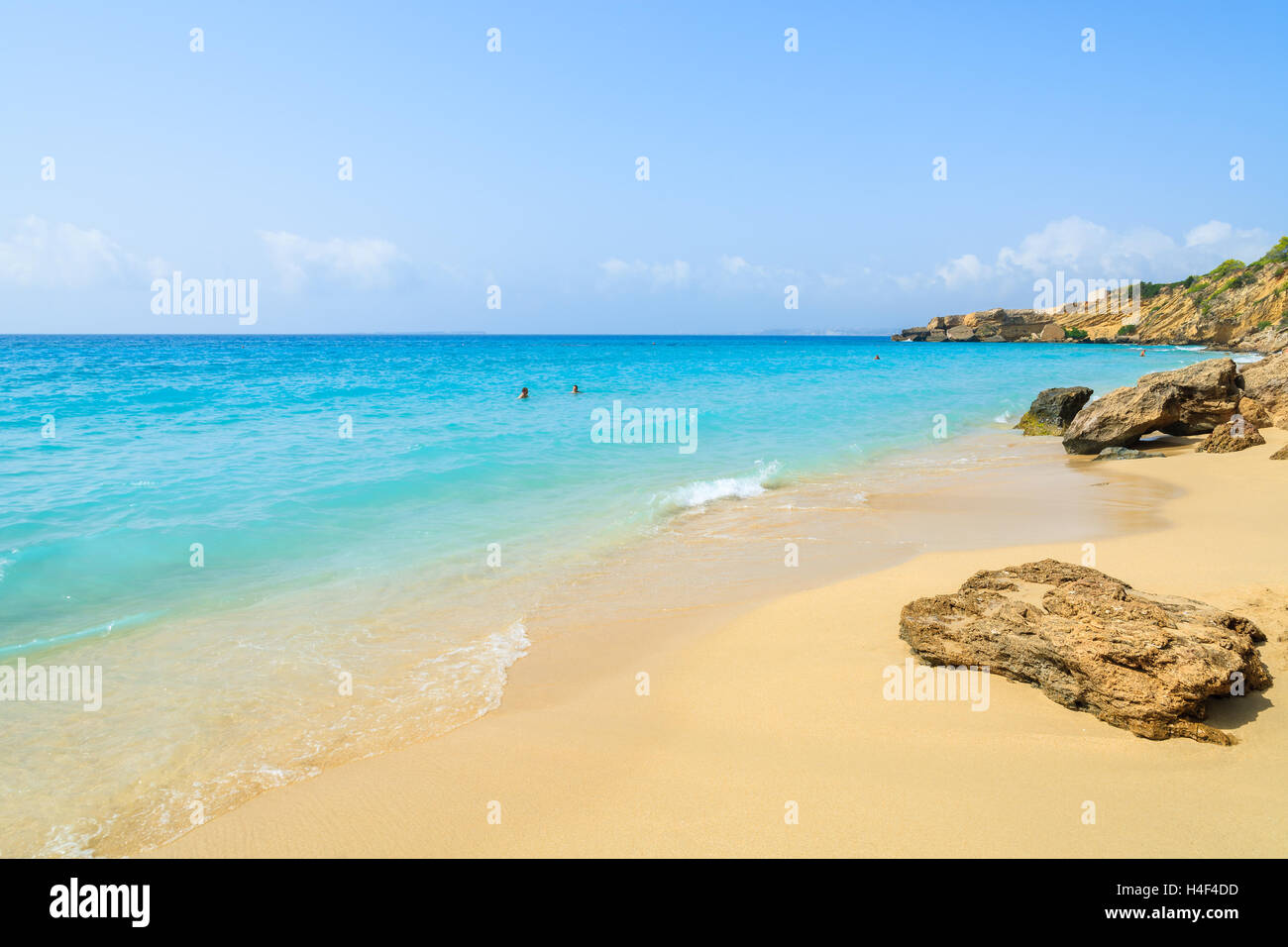 Turquoise sea at sandy Lassi beach on Kefalonia island, Greece Stock Photo