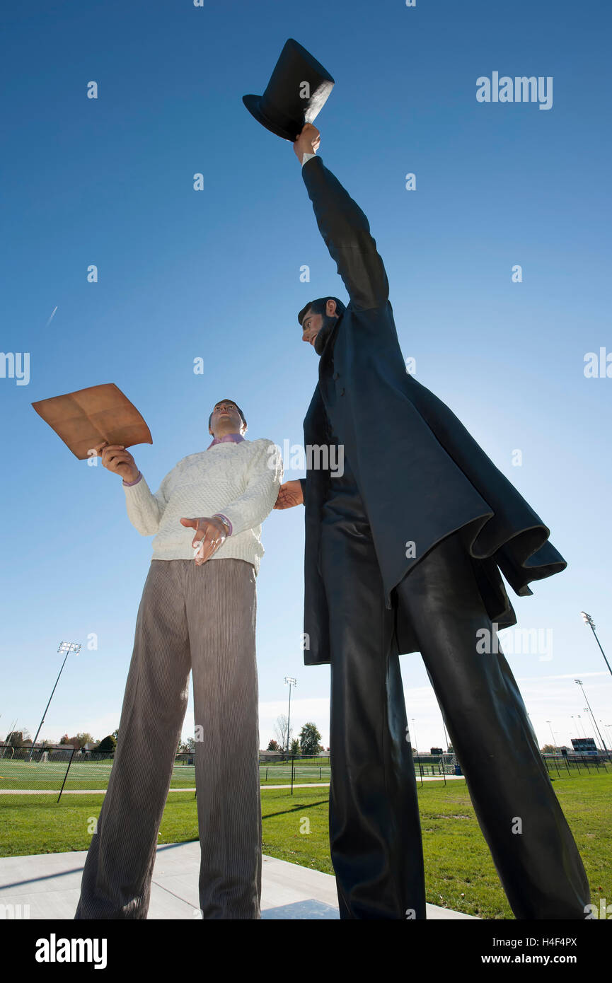 Giant size Seward Johnson bronze sculptures entitled "Return Visit