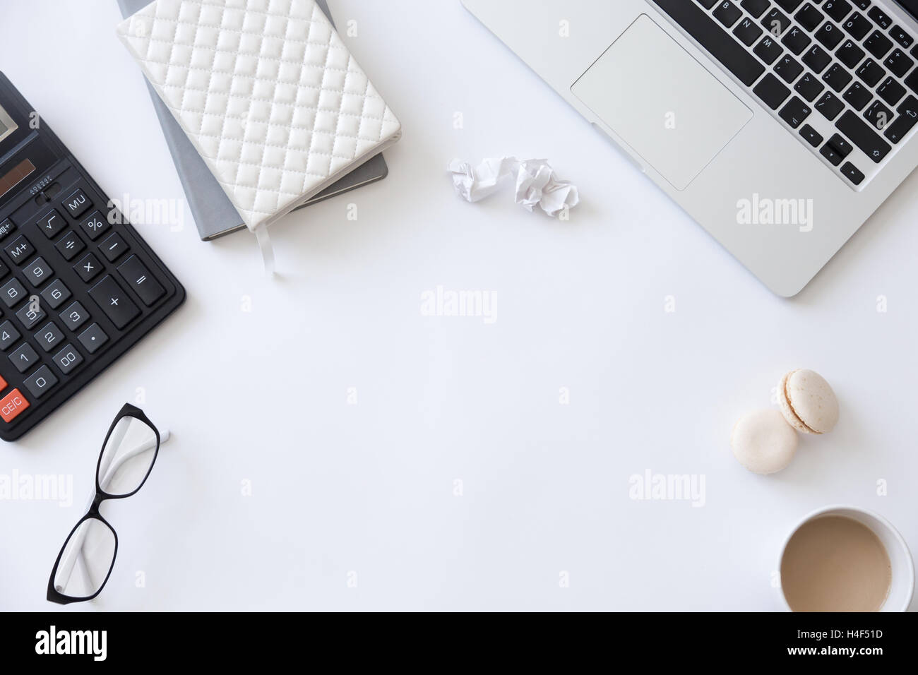 Top view of a working desk, female office supplies Stock Photo Alamy