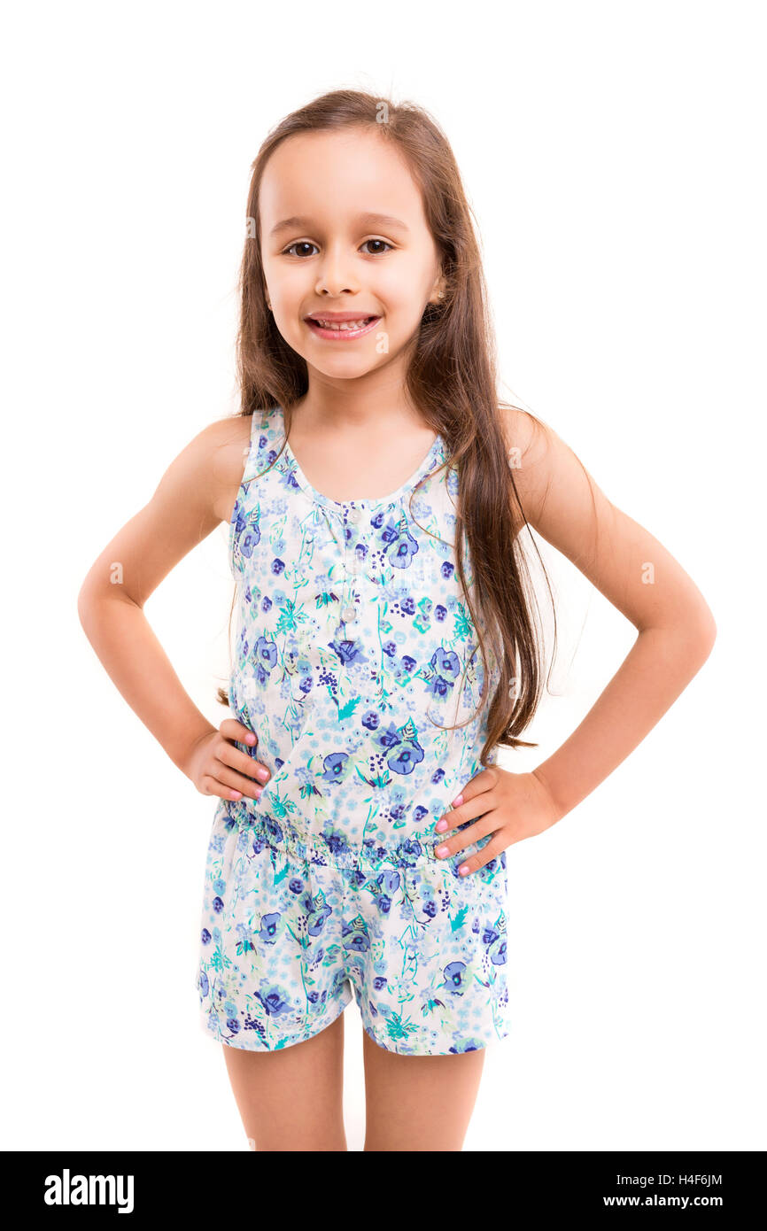 Beautiful young girl posing isolated over white Stock Photo - Alamy