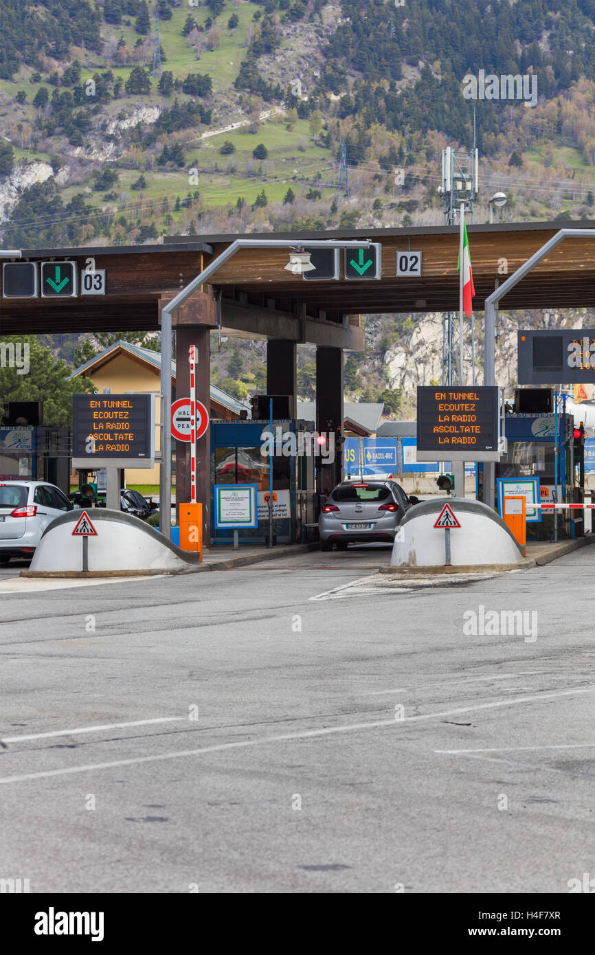 French entrance to the Frejus Road Tunnel, Cottian Alps, Modane, Savoie, France Stock Photo