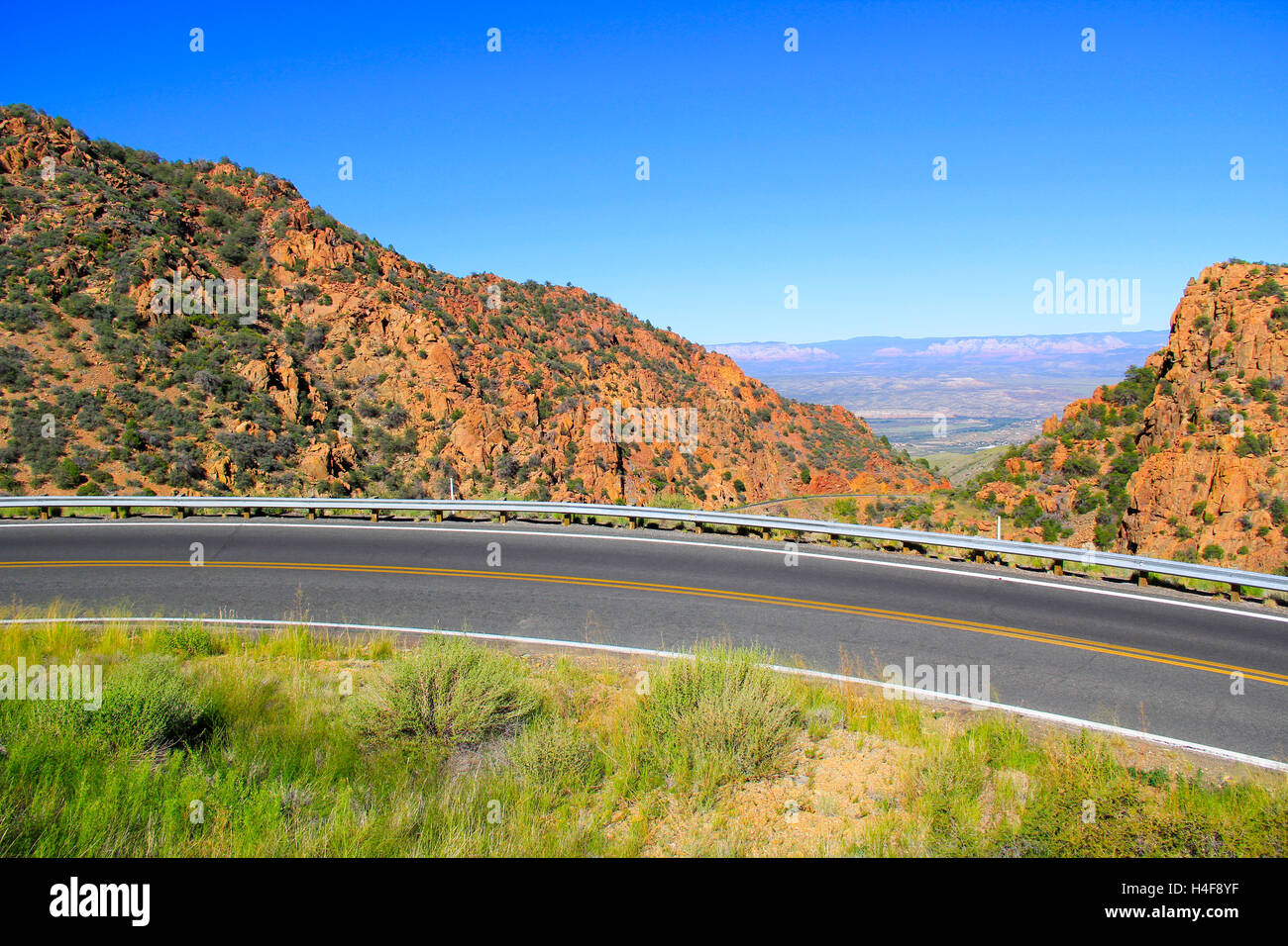 Beautiful, but dangerous road way curve through mountains near Sedona