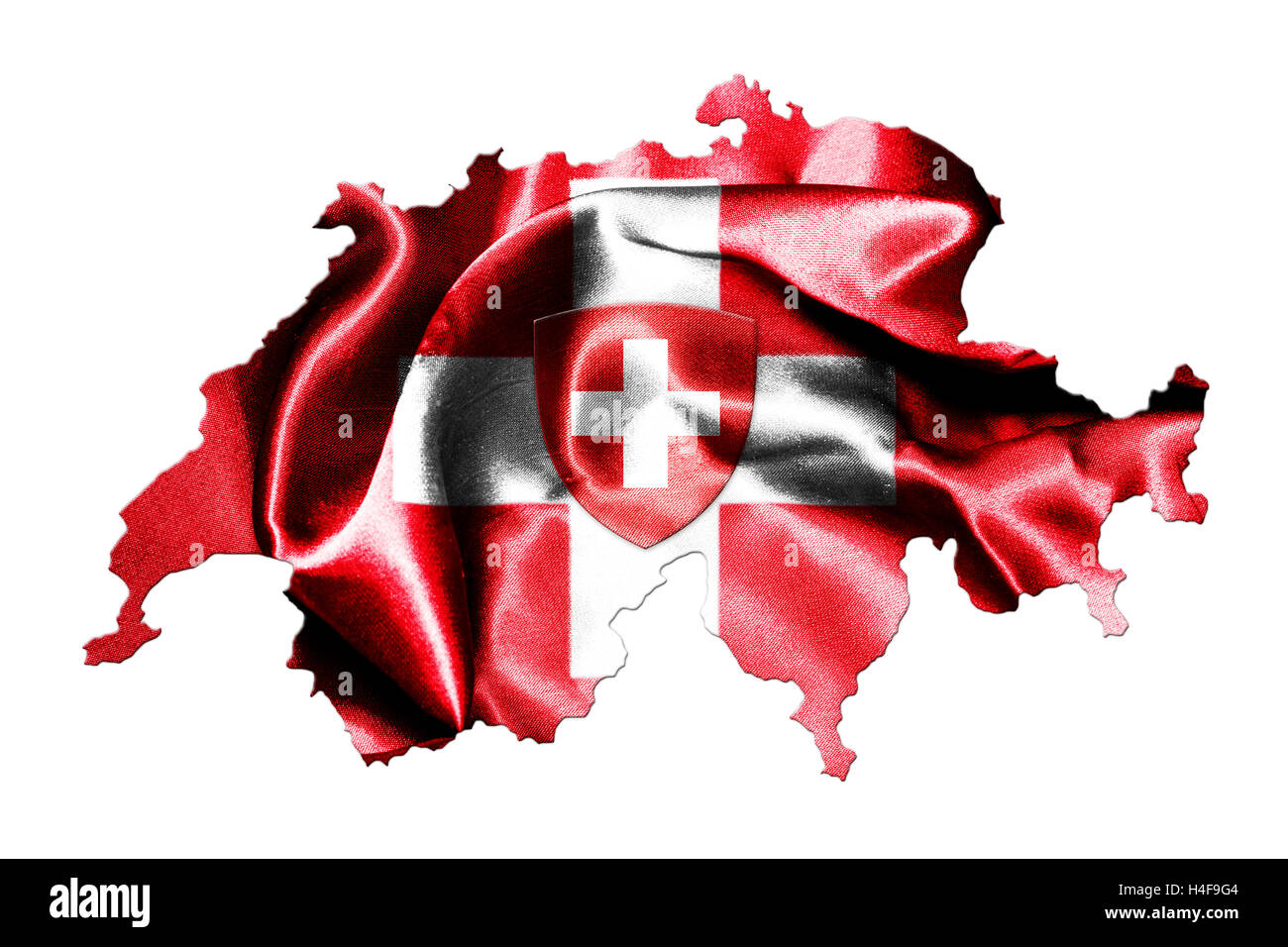 Map Of Switzerland And Flag On White Background Stock Photo