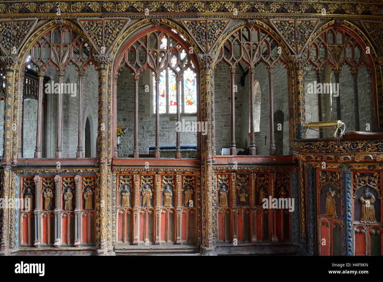 St Thomas Becket Rood Screen Bridford Church Exeter Devon England UK GB Stock Photo