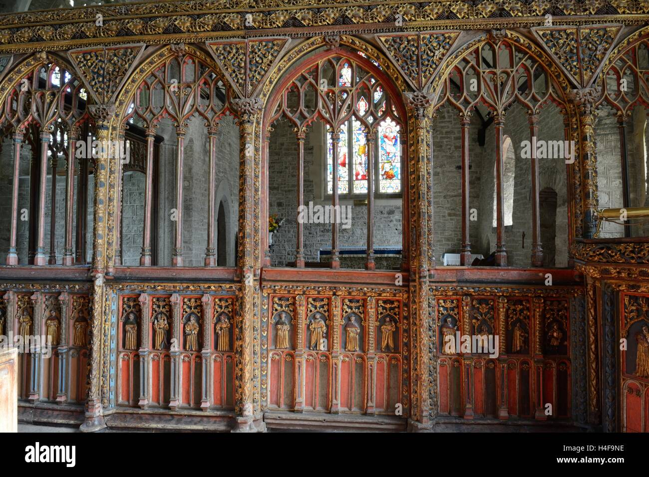 St Thomas Becket Rood Screen Bridford Church Exeter Devon England UK GB Stock Photo