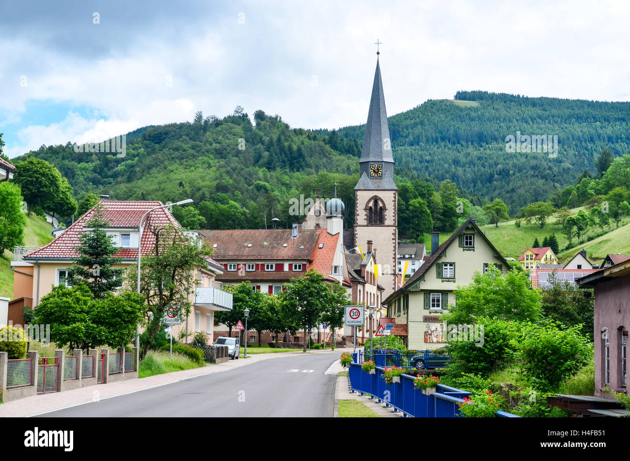 Green landscape of the Black Forest around Bad Peterstal, Black Forest, Germany Stock Photo