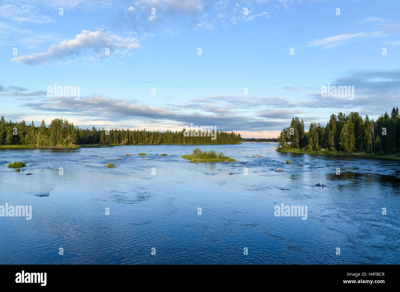 River at sunset in Sweden Stock Photo