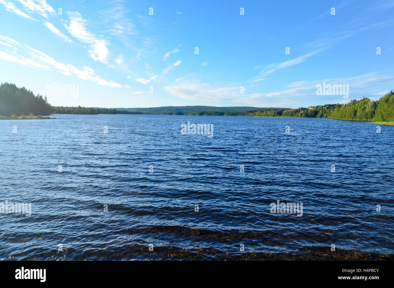 Waves on a lake in Sweden Stock Photo