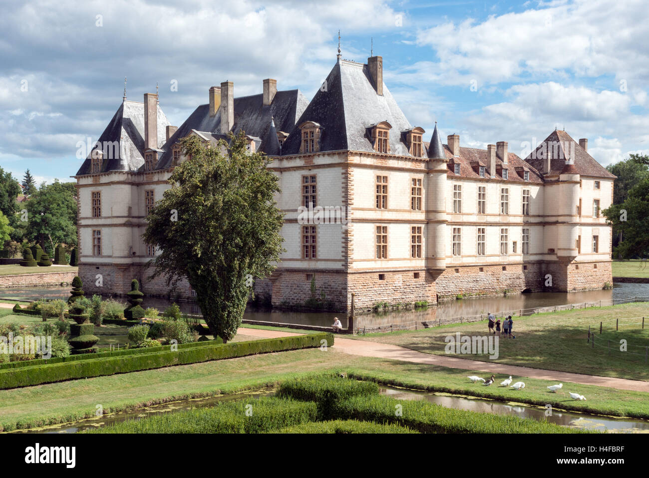 A view of the historic burgundian renaissance Chateau de Cormatin on a sunny Summer day Stock Photo