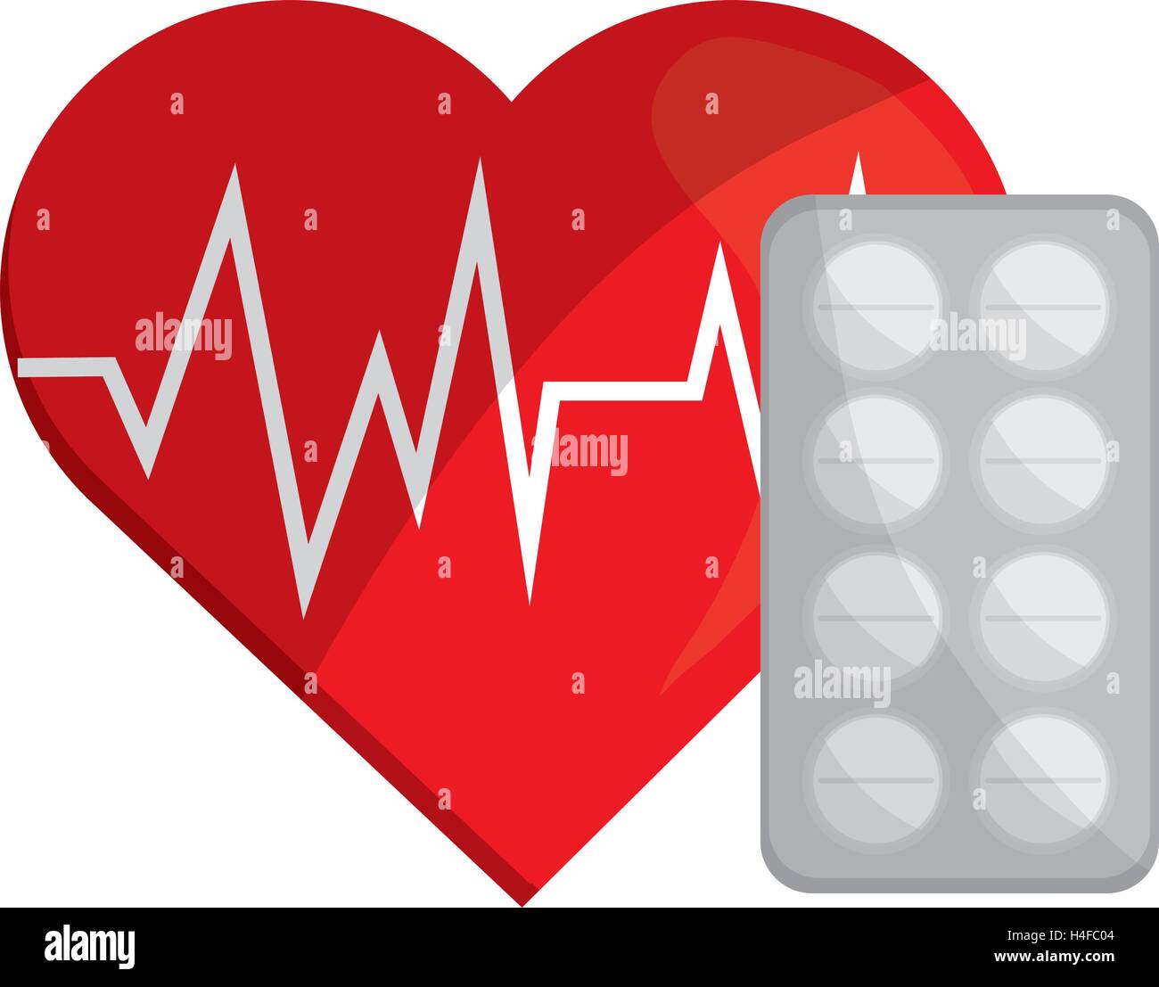 heart cardiogram and medicine tablets icon Stock Vector Image & Art - Alamy