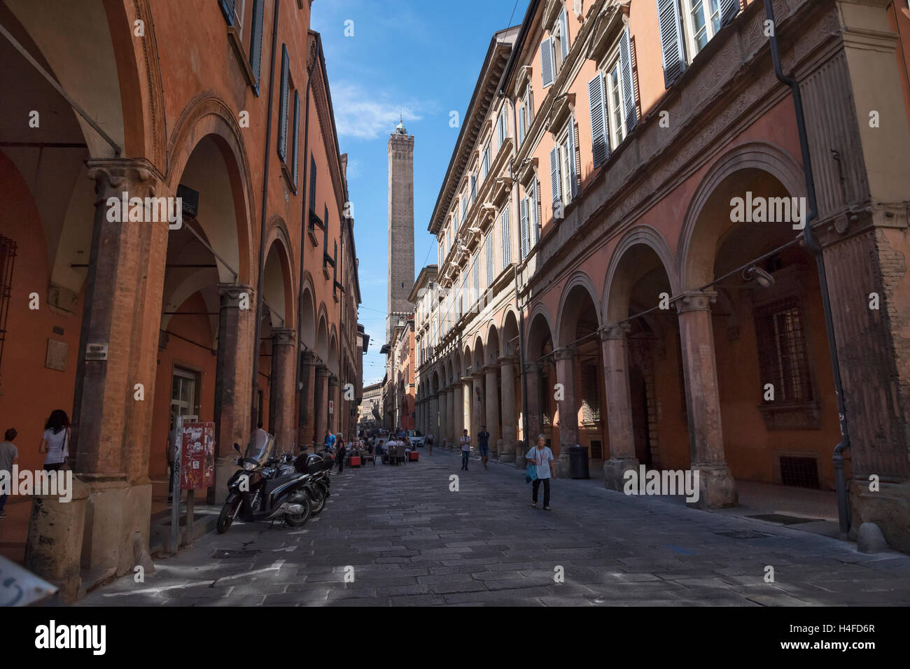 Ancient street of Bologna, historic capital of the Emilia-Romagna ...