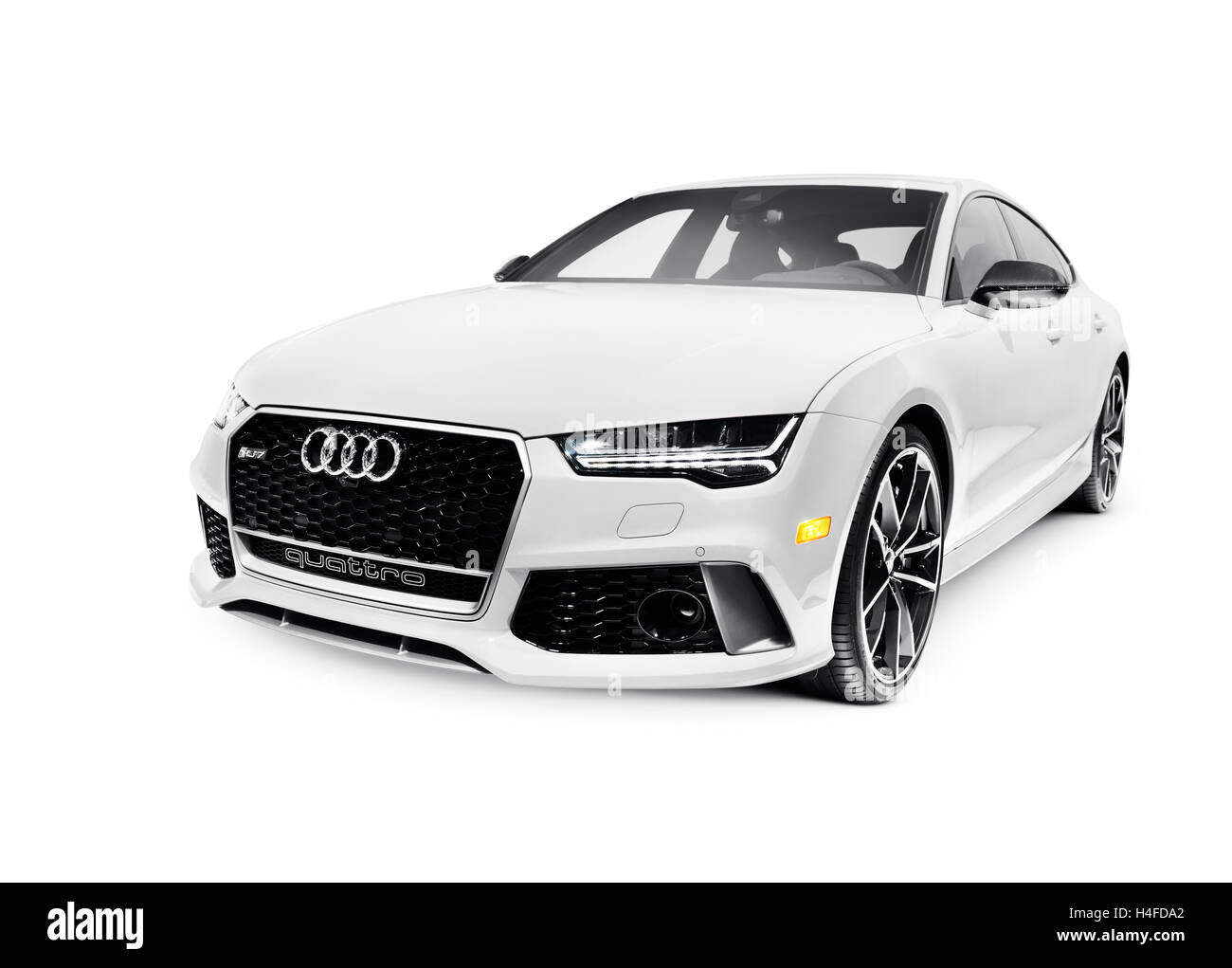 License and prints at MaximImages.com - 2016 Audi RS 7 Prestige Quattro Sedan luxury car isolated on white background with clipping path Stock Photo
