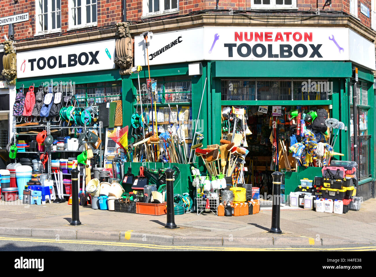 English hardware homeware shop with large quantity of stock hanging