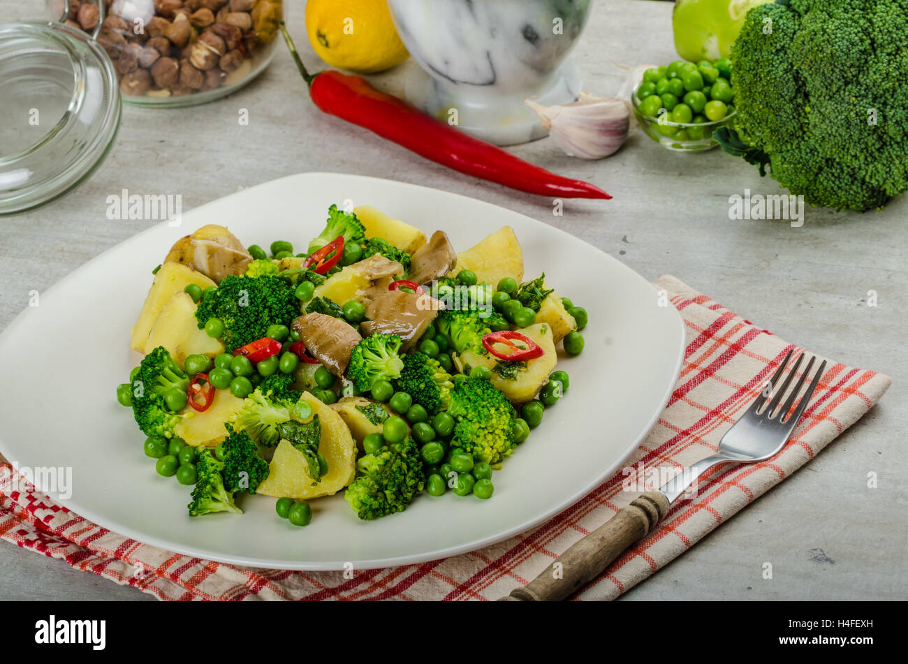 Healthy Pork Escalope with Super Greens, broccoli, peas, pork and