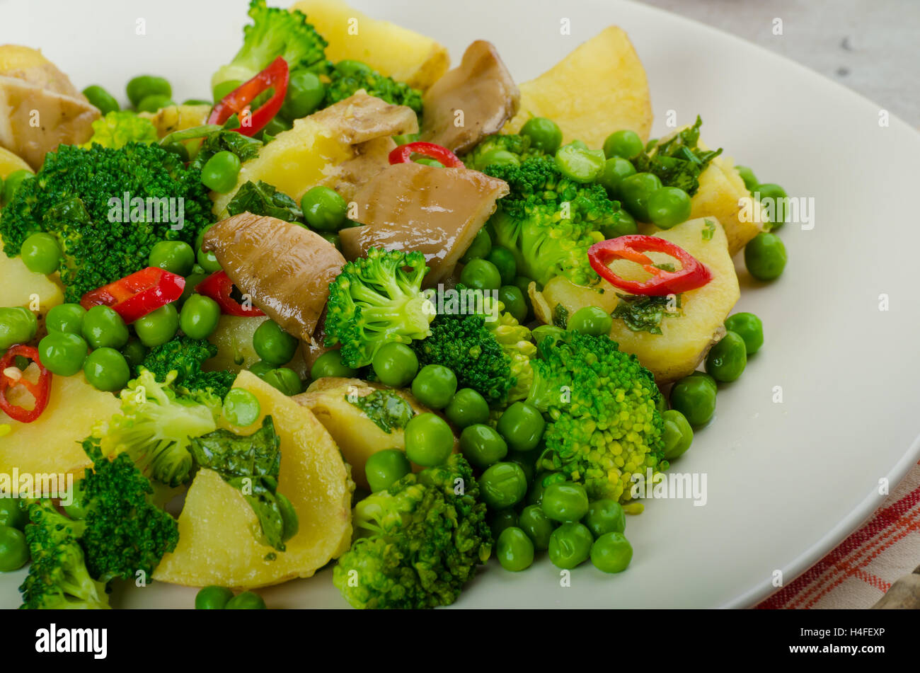 Healthy Pork Escalope with Super Greens, broccoli, peas, pork and