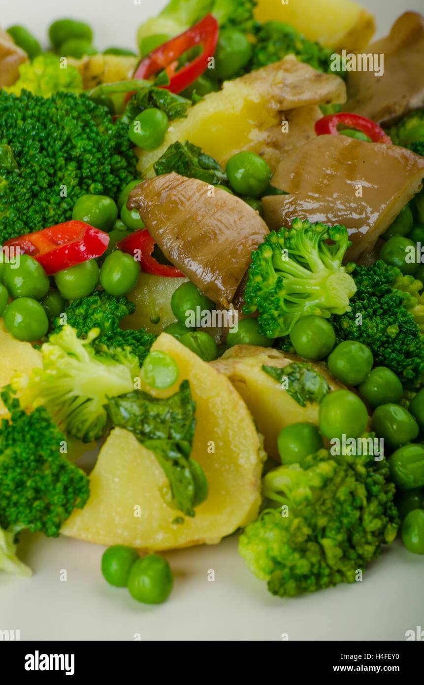 Healthy Pork Escalope with Super Greens, broccoli, peas, pork and