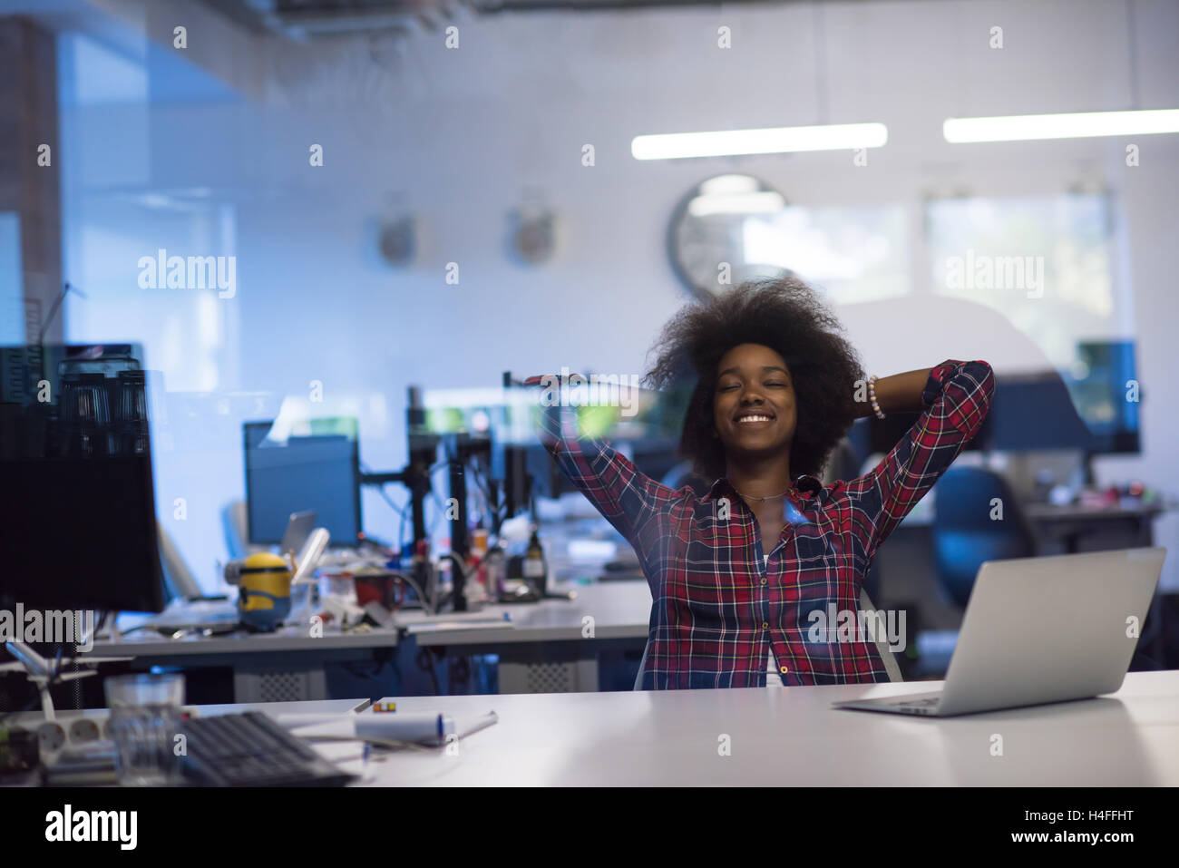 portrait of a young successful African American beautiful woman who ...