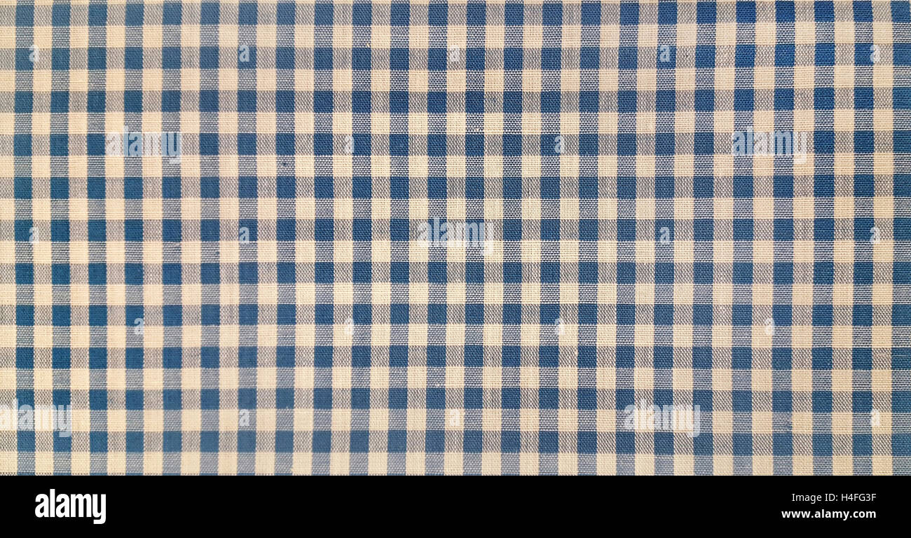 close up of denim blue checkered pattern fabric Stock Photo