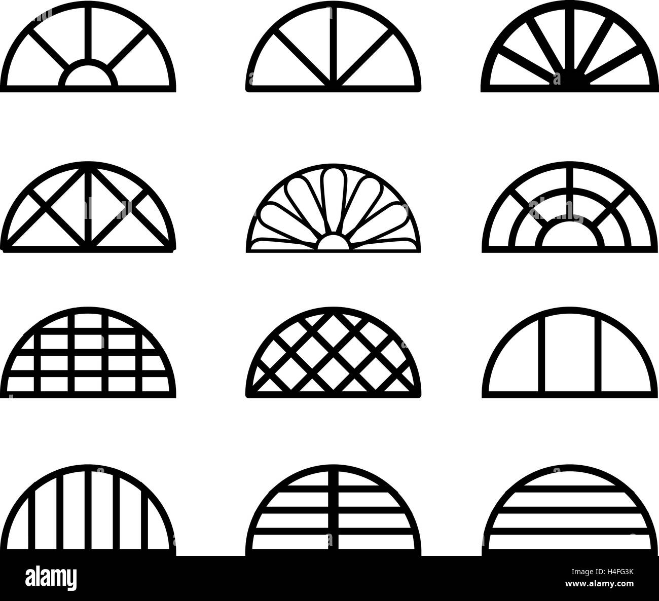 Window frame in semicircle shape, vector design Stock Vector Image