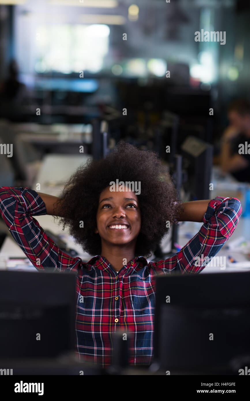 portrait of a young successful African American beautiful woman who ...
