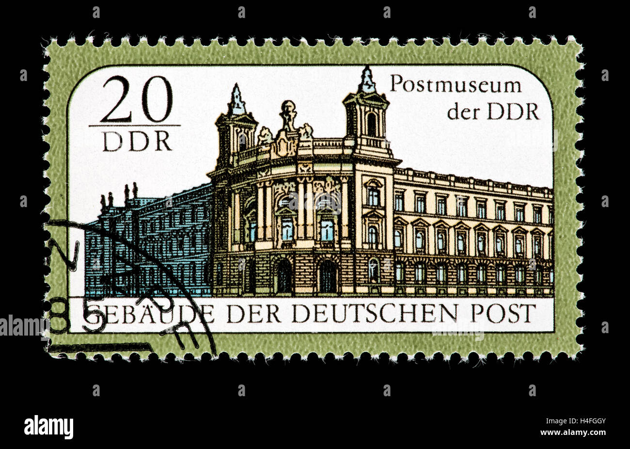 Postage stamp from EASt Germany (DDR) depicting the East German postal museum. Stock Photo