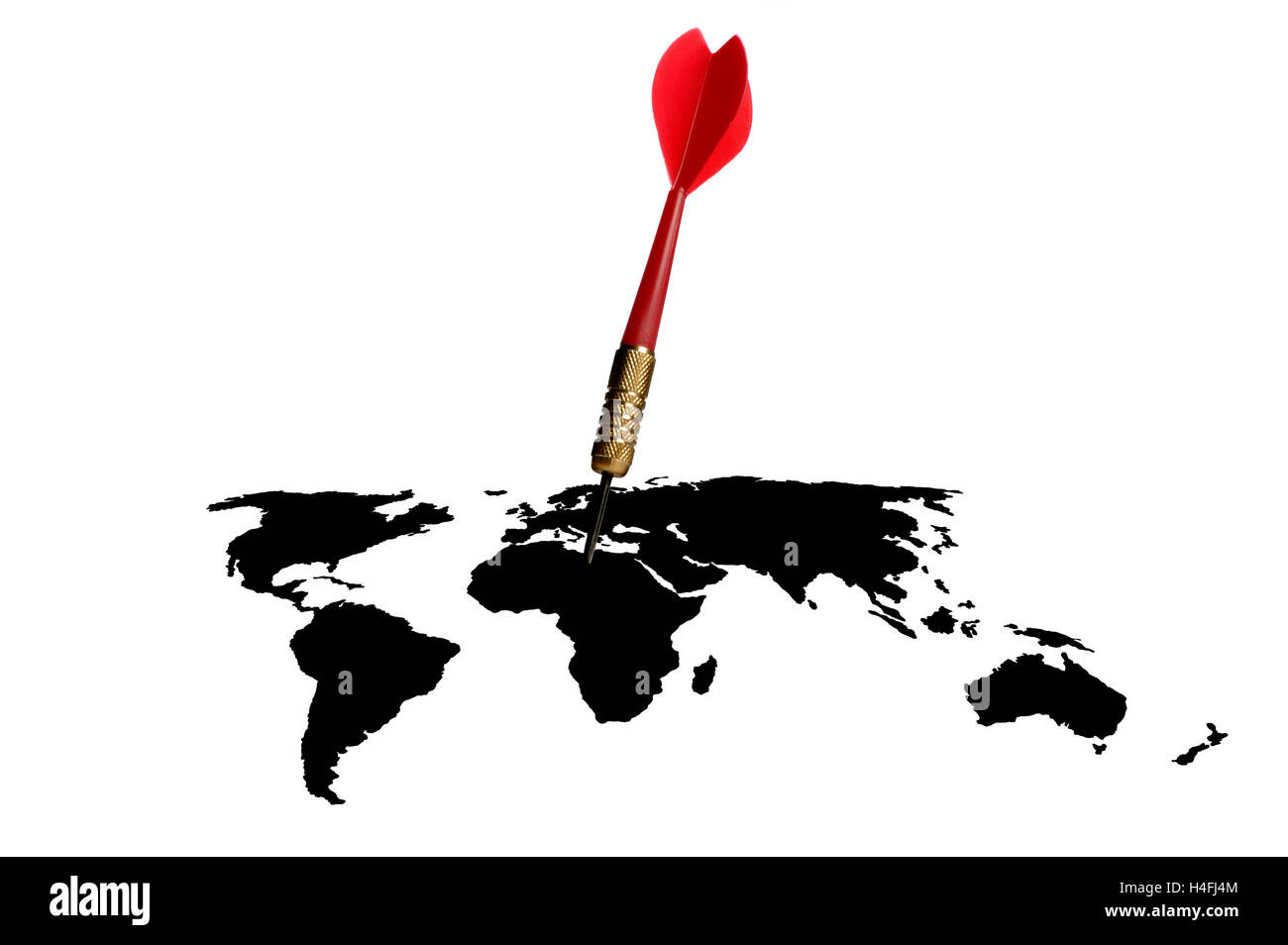 dart hitting a world map business goal concept Stock Photo Alamy