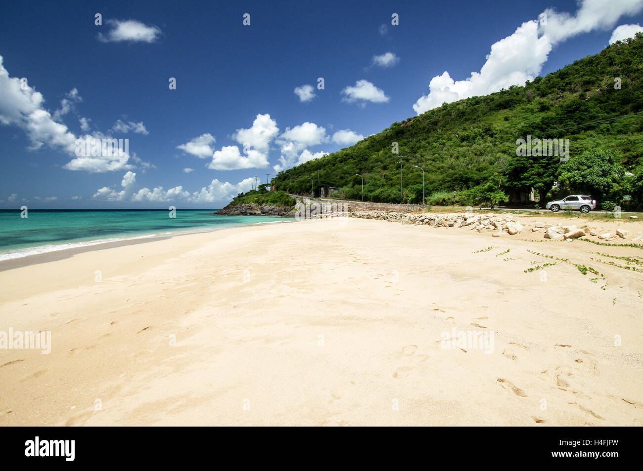 Crab Point beach on the west coast of Antigua, Caribbean Stock Photo