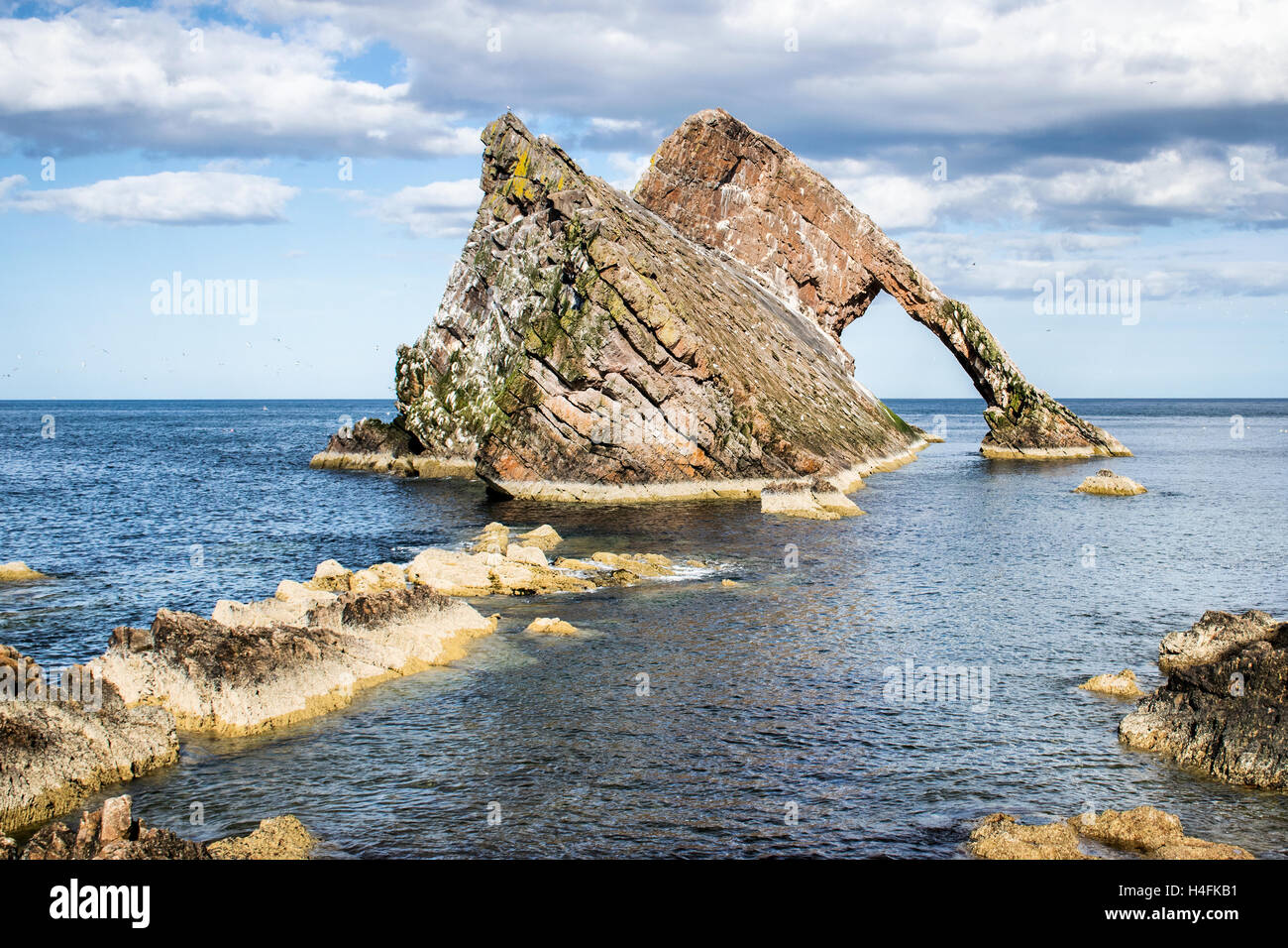 Bow Fiddle Rock in Scotland Stock Photo