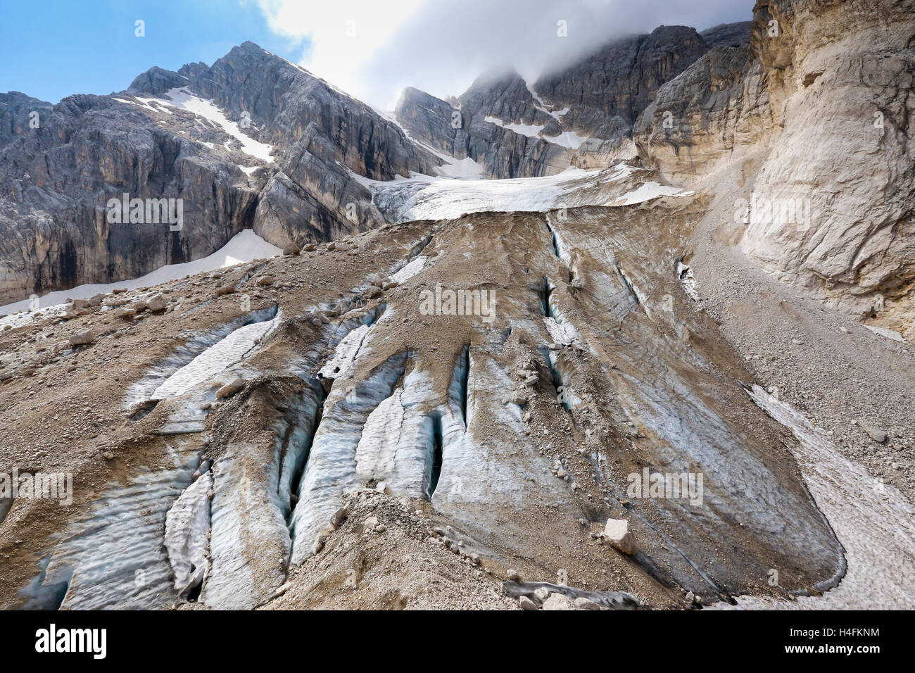 Monte Antelao, glacier. The Dolomites. Stock Photo