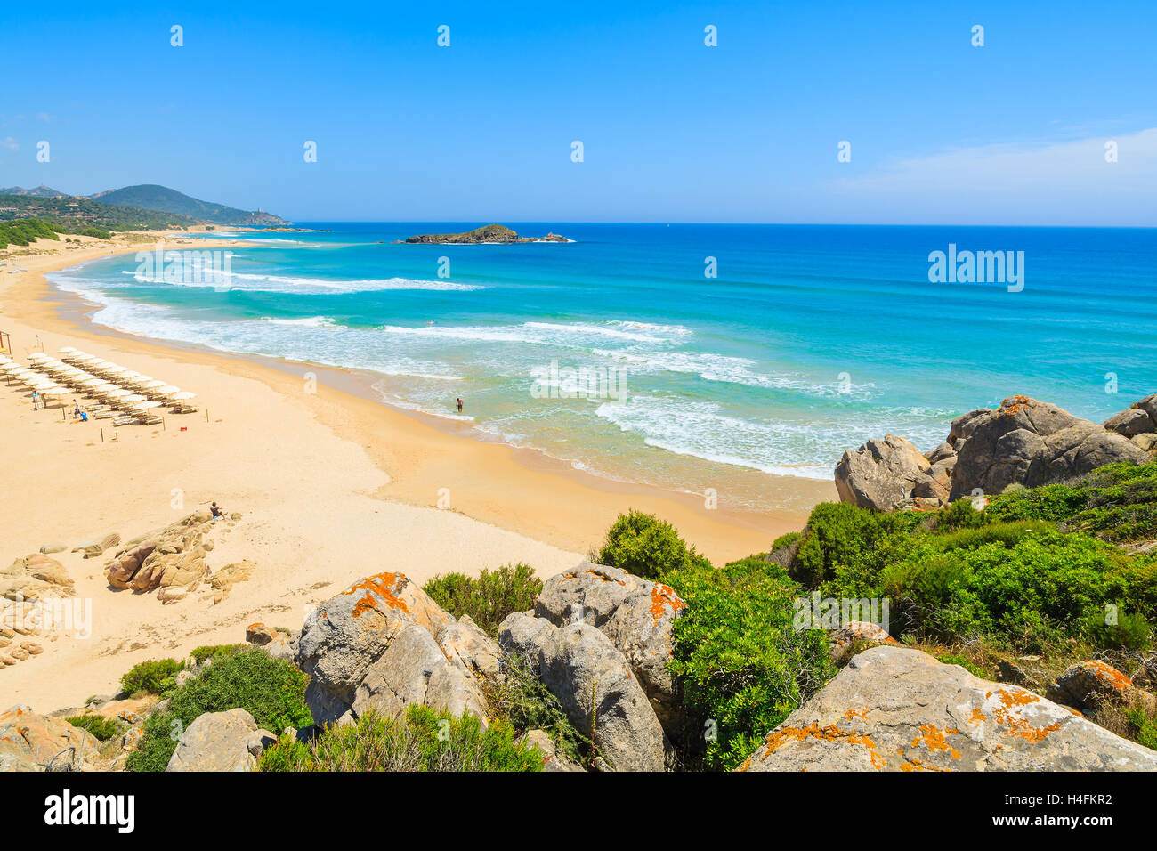 Beautiful sea and bay on Su Guideu beach, Sardinia island, Italy Stock Photo