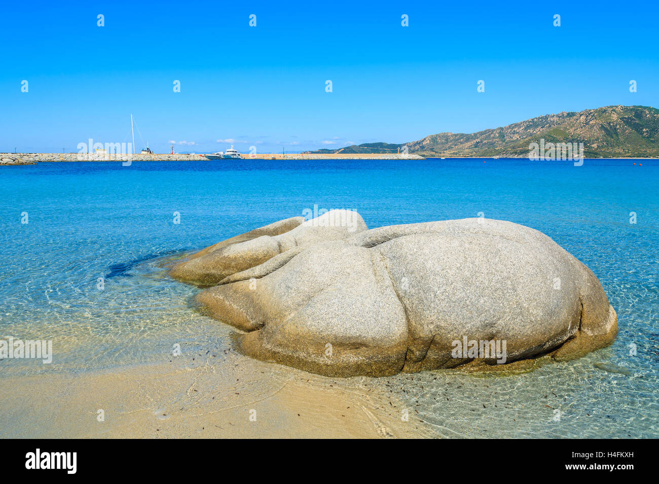 Spiaggia del Riso beach and sea bay, Sardinia island, Italy Stock Photo