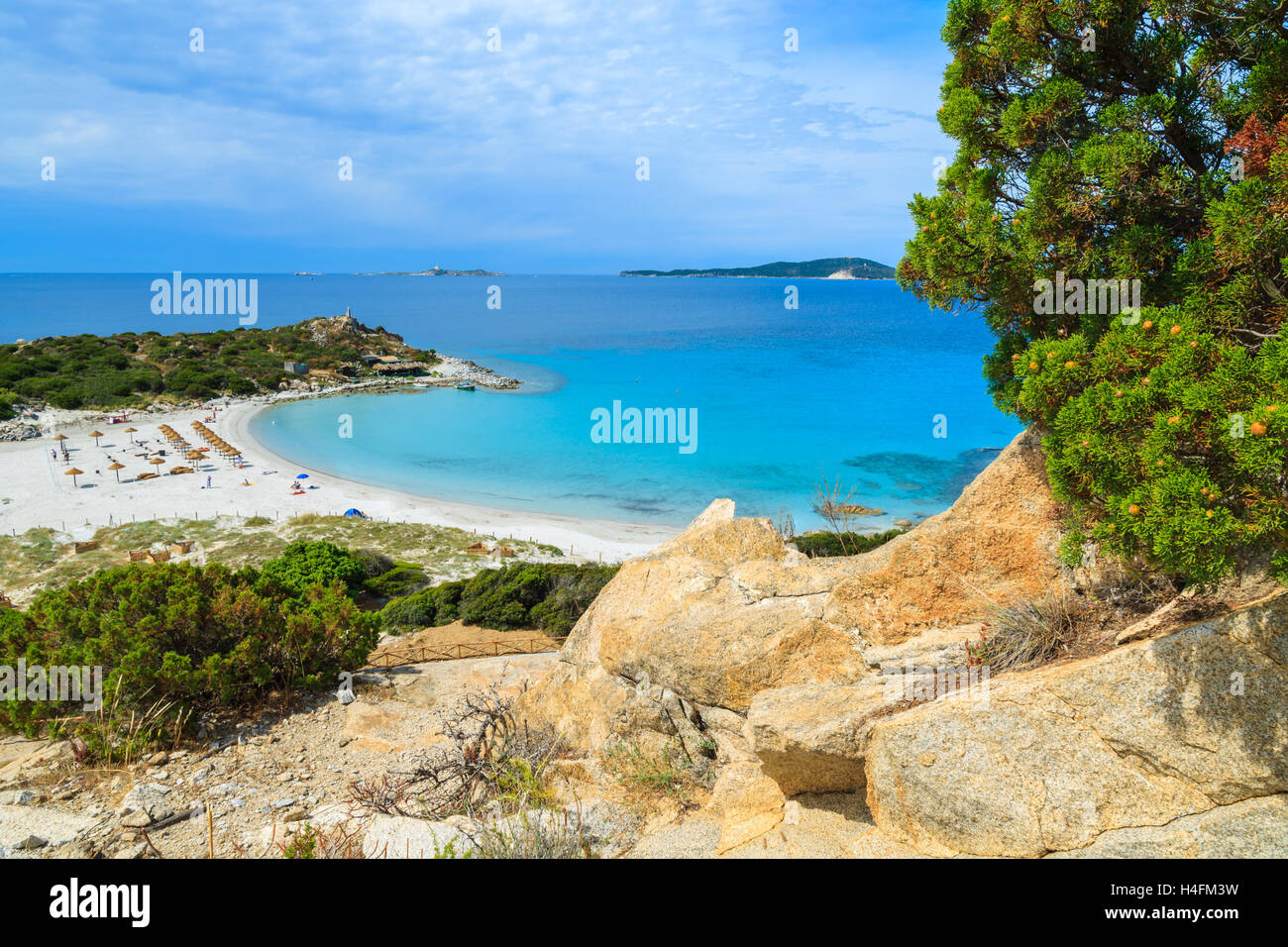 Beautiful bay with sandy beach at Punta Molentis, Sardinia island