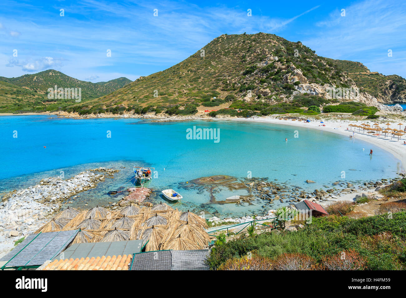 Beautiful bay with sandy beach at Punta Molentis, Sardinia island