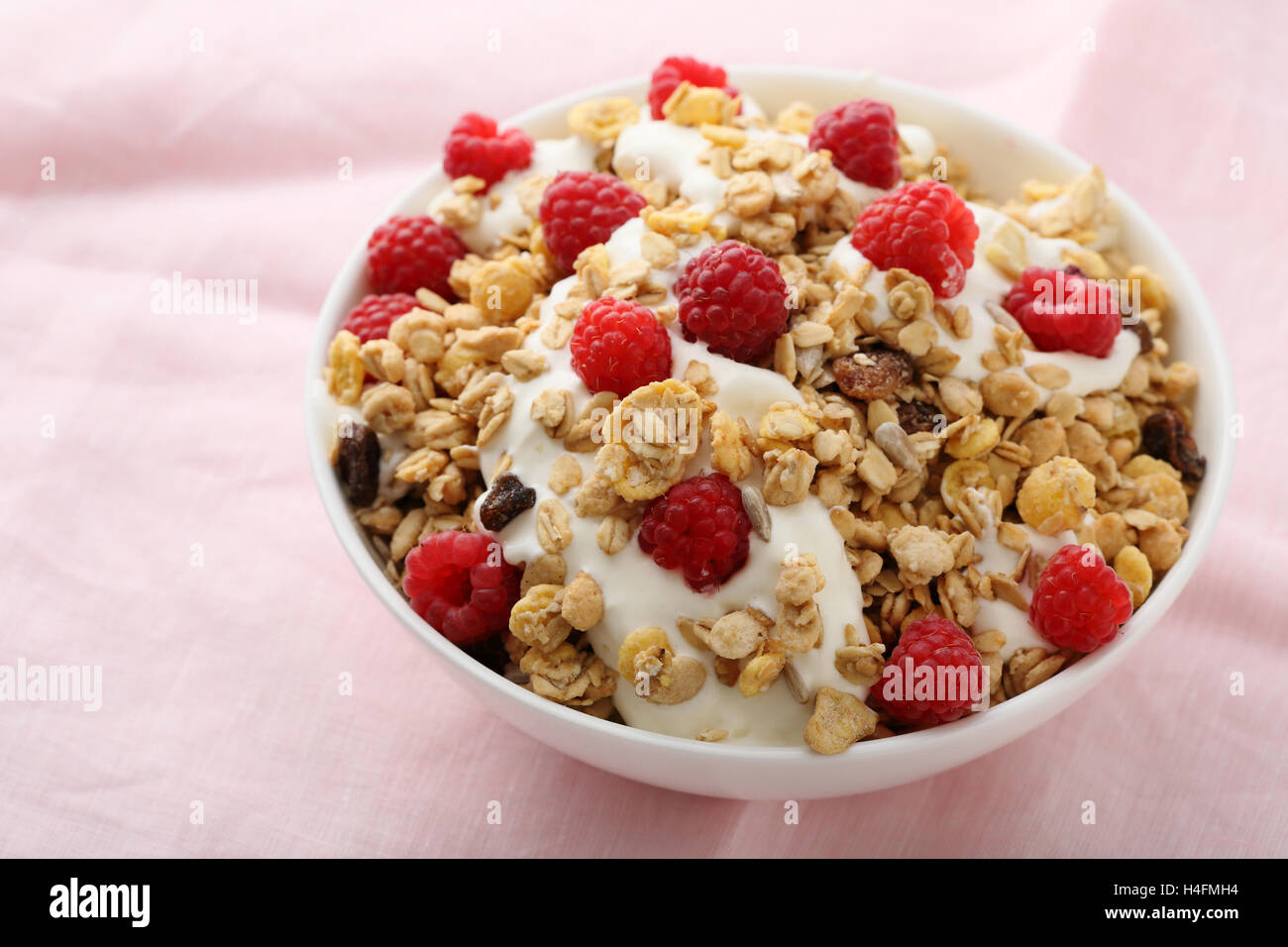 Healthy granola with berries, food close-up Stock Photo