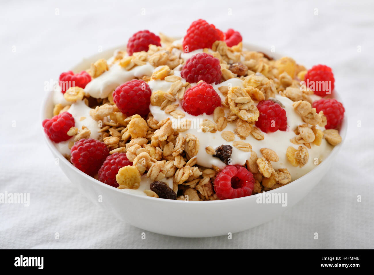 Healthy breakfast with berry, food closeup Stock Photo