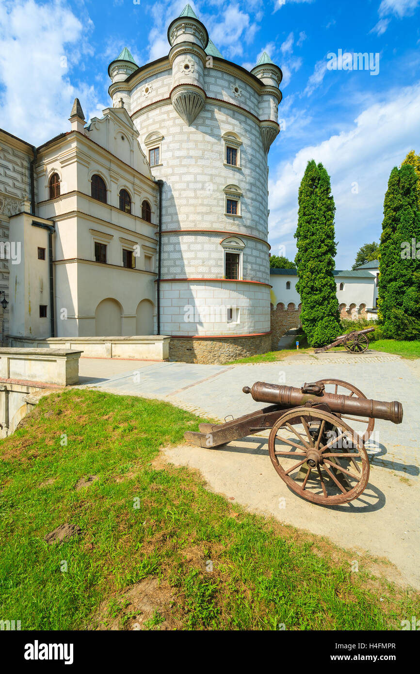 Beautiful Krasiczyn castle tower on sunny summer day, Poland Stock Photo