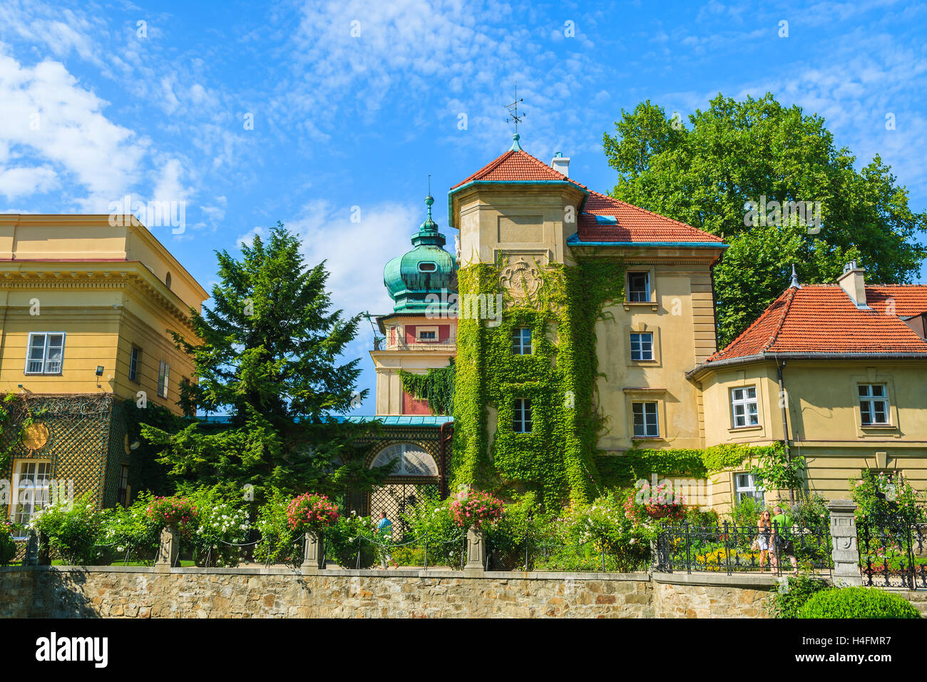 Beautiful Lancut castle buildings on sunny summer day, Poland Stock Photo