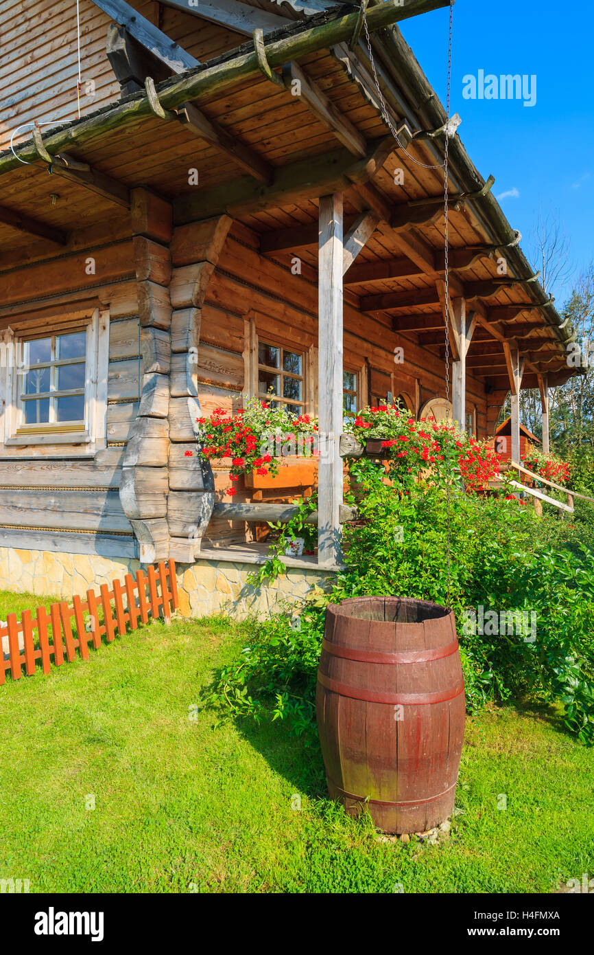 Garden in summer time of a traditional house in countryside area of Poland Stock Photo