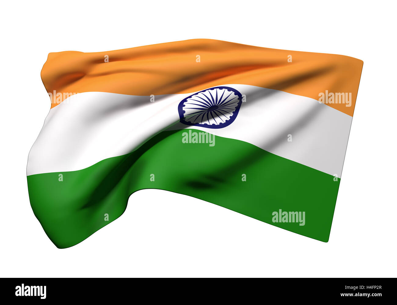3d rendering of Republic of India flag waving on white background Stock ...