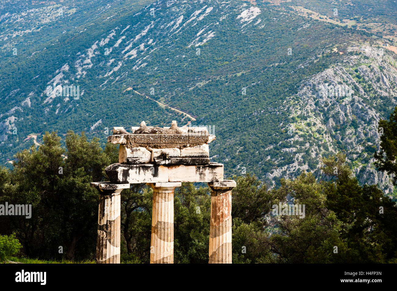 Delphi, Greece. In Greek mythology the site of the Delphic oracle. The