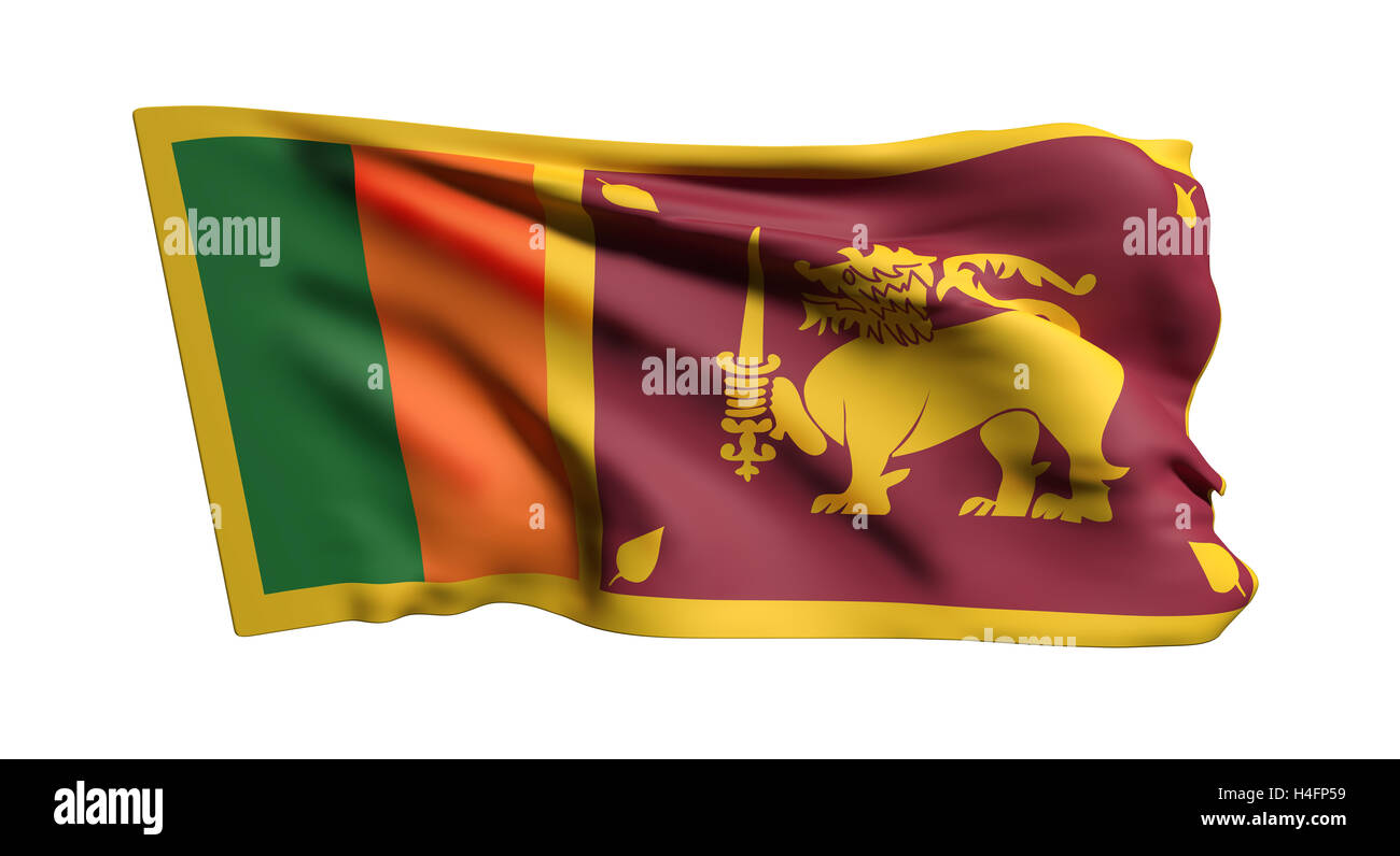 3d rendering of Democratic Socialist Republic of Sri Lanka flag waving on white background Stock Photo