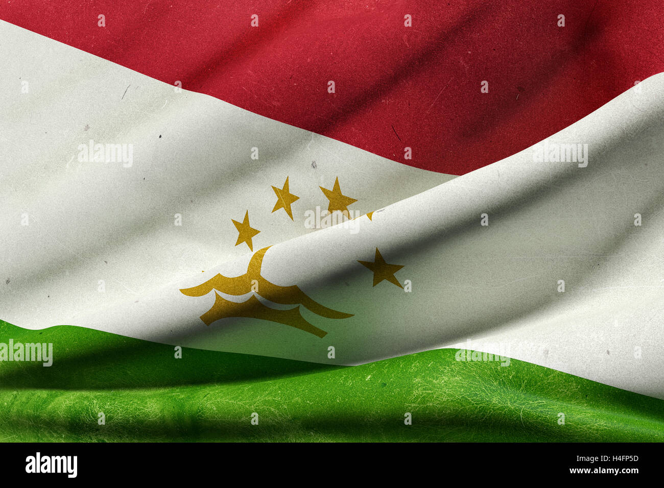 3d rendering of an old Republic of Tajikistan flag waving Stock Photo