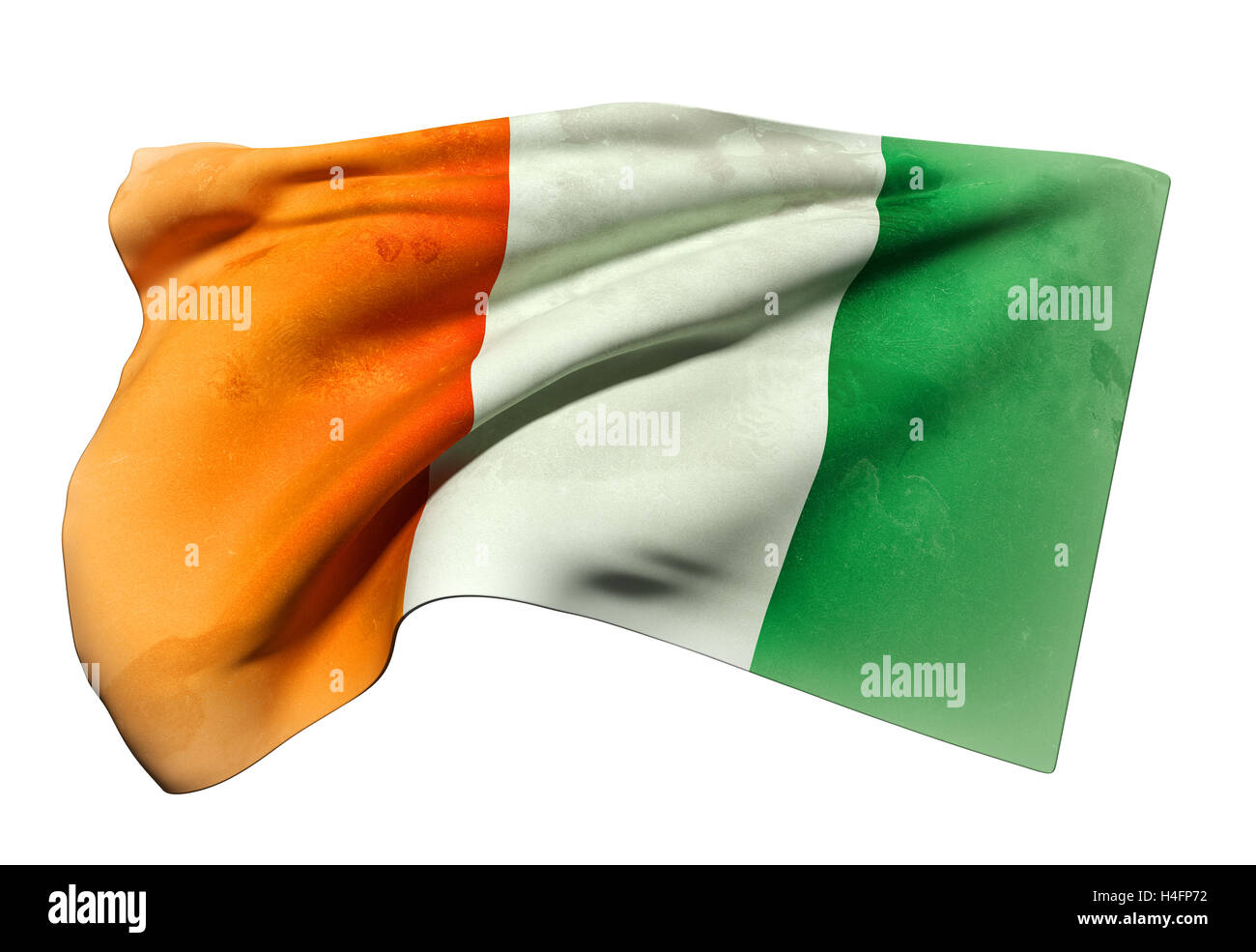 3d rendering of an old and dirty Ivory Coast flag waving Stock Photo