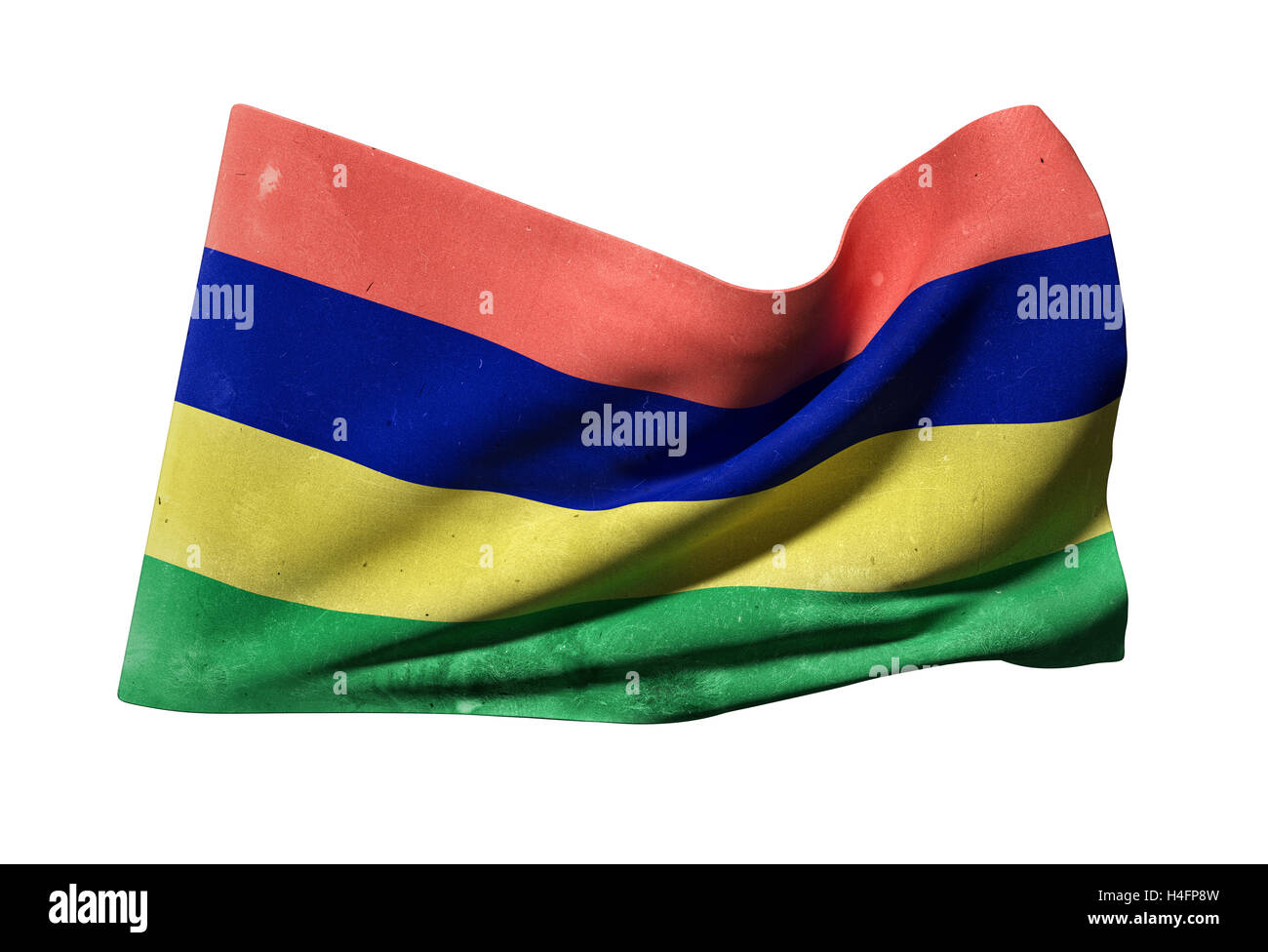 3d rendering of Republic of Mauritius flag waving on a white background ...