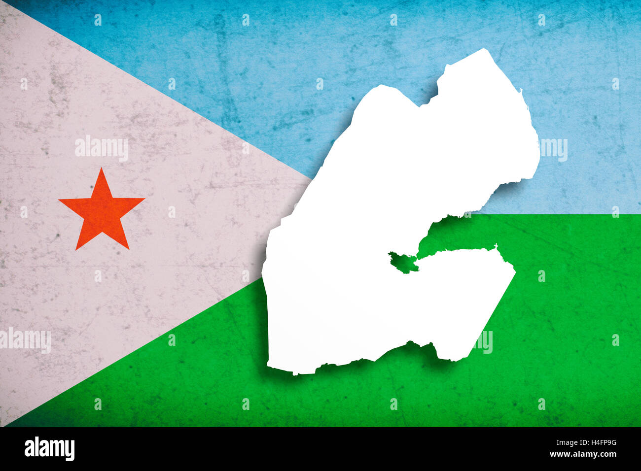 3d rendering of Djibouti map and flag on background Stock Photo